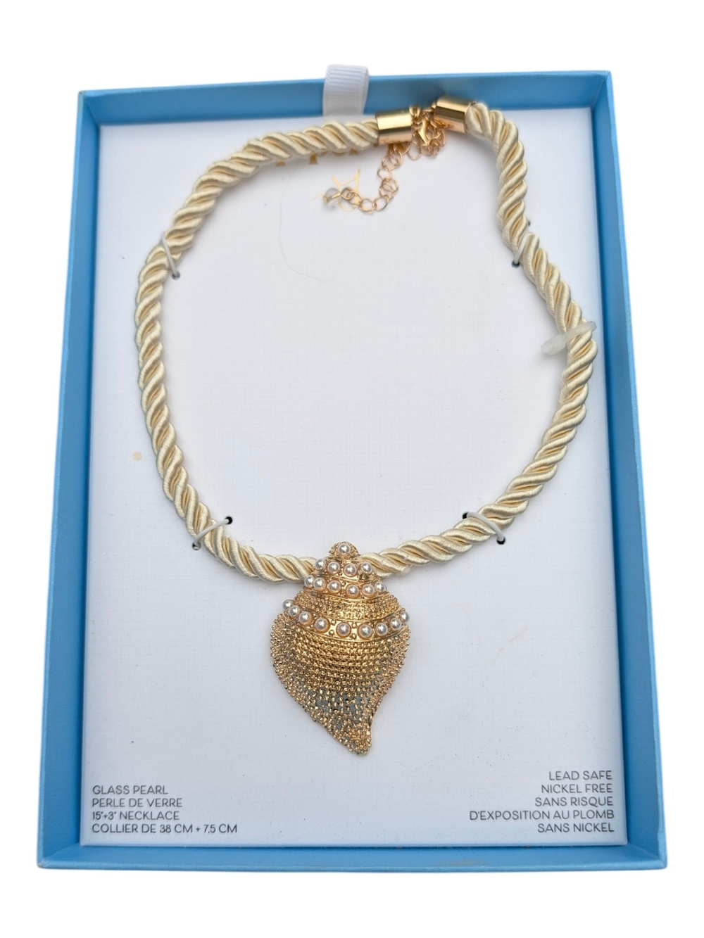 Piper K Gold-Tone Pearl Accent Rope Necklace Elegant Statement Jewelry